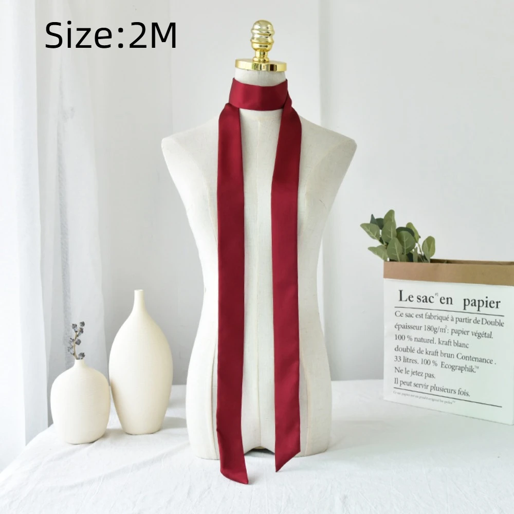 Casual Long Hair Scarf Headband Favor Silk Neck Scarf Solid Color Elegant Ribbon Party Scrunchies