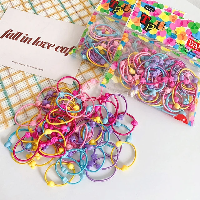 100pcs/set Random Color Princess Style Hair Ties