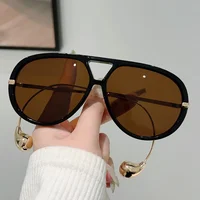 GM LUMIAS Oversized Pilot Sunglasses New in Fashion Double Bridge Gradient Sun Glasses Women Trendy Luxury Brand Design Shades 4