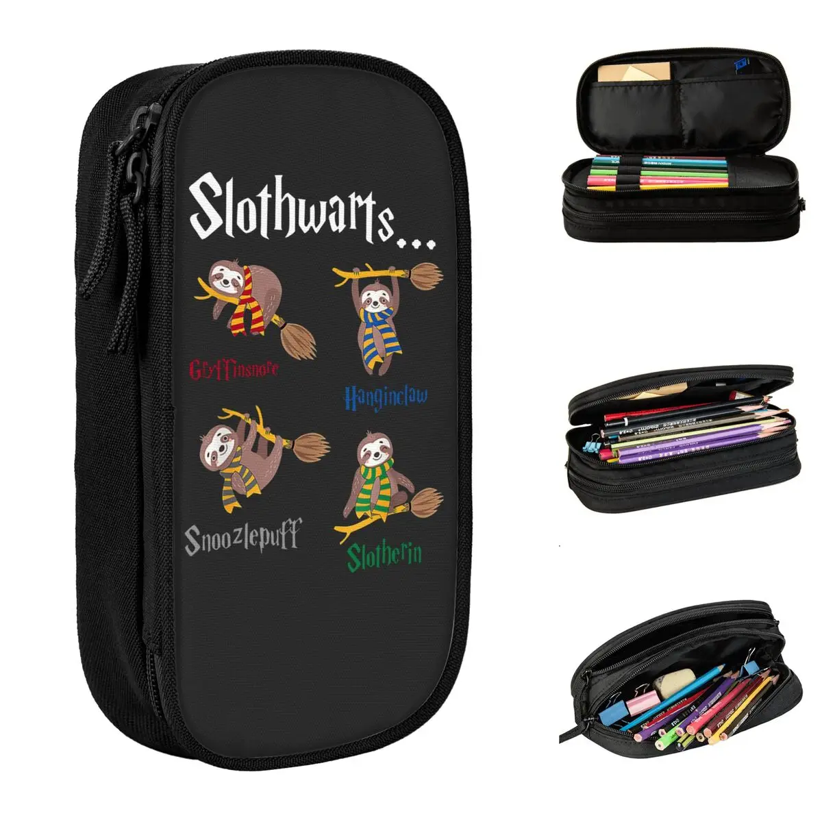 Sloth Slothwarts Pencil Case Funny Birthday Gift Pencil Pouch Pen Box for Student Large Storage Bag Students School Stationery