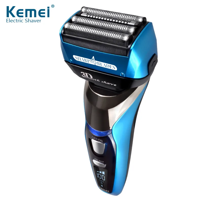 Kemei 3D Floating Reciprocating Electric Shaver Rechargeable Bread Trimmer Waterproof 3 Blade Men Razor Shaving Machine Powerful