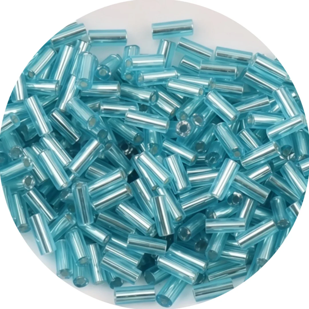 Premium Silver Core Glass Tube Beads for DIY Embroidery and Crafts