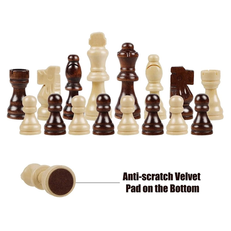32Pcs Wooden International Chess Pieces with No Board Chess Pieces Replacement Wooden Only , Tournament Wood Chessm