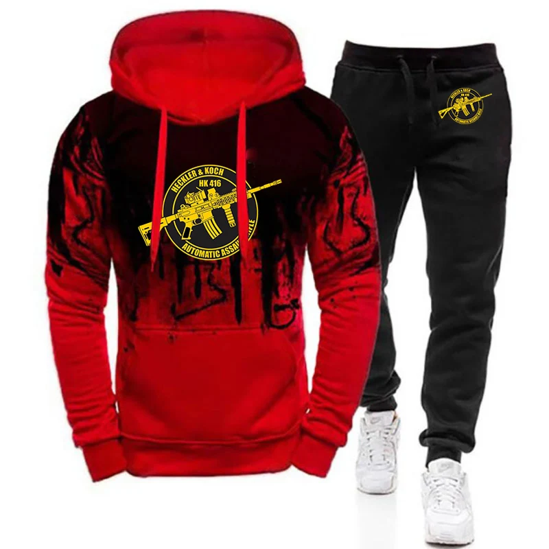 Mens Graphic Hoodies and Sports Long Pants Suits