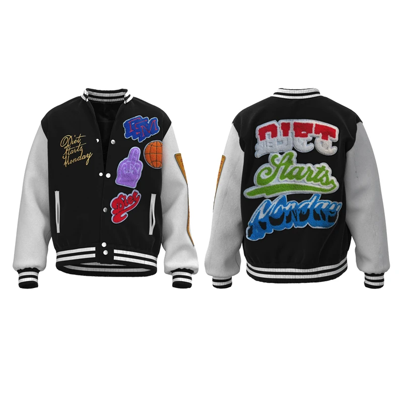 

New Style Black Saint Michael Baseball Jackets Men Women Best Quality Round Neck Embroidery Jacket Coat