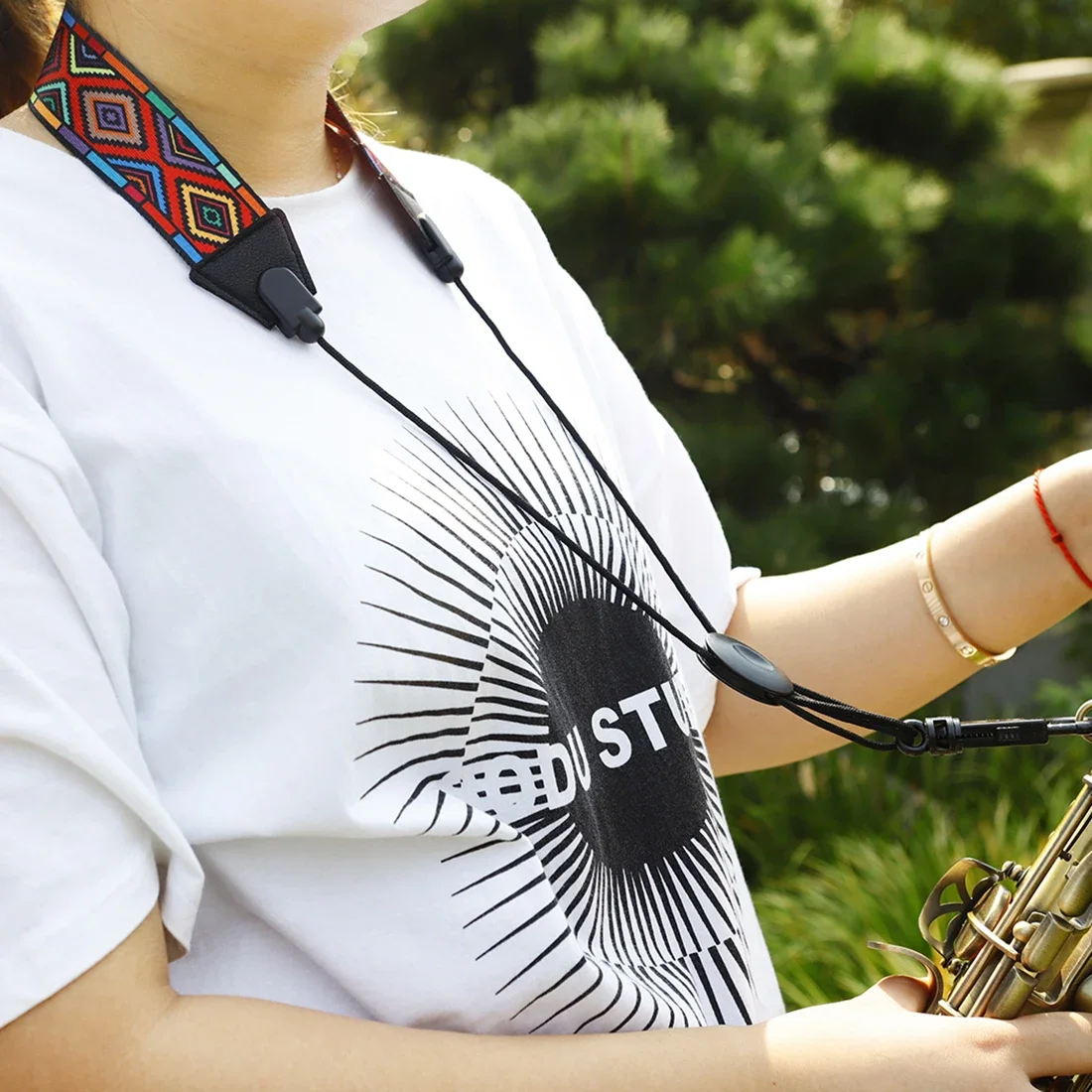 Premium Adjustable Leather Saxophone Neck Strap - Universal Fit for Soprano, Alto, and Tenor Saxophones