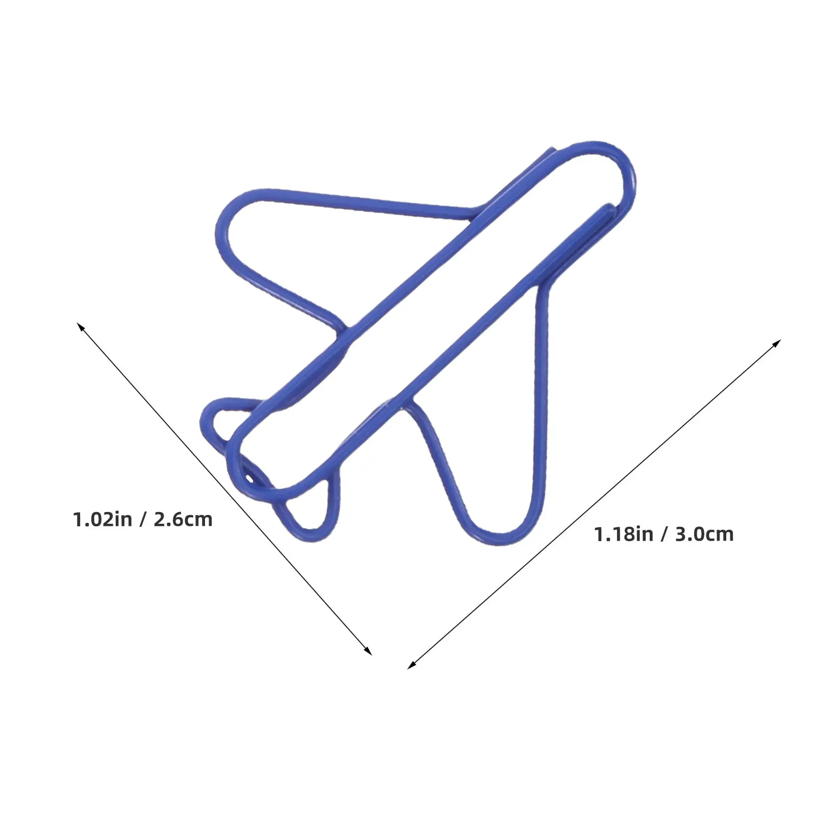 100Pcs 비행기 모양의 종이 클립 진한 파란색 금속 종이 클립 사무실 학교 홈 플래너 북마크를위한 문서 정렬 클립