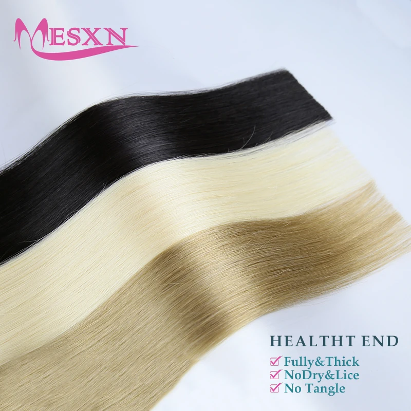 MESXN Tape in Hair Extensions Human Hair 10pcs 16-24" Human Hair Extensions Hair Extensions