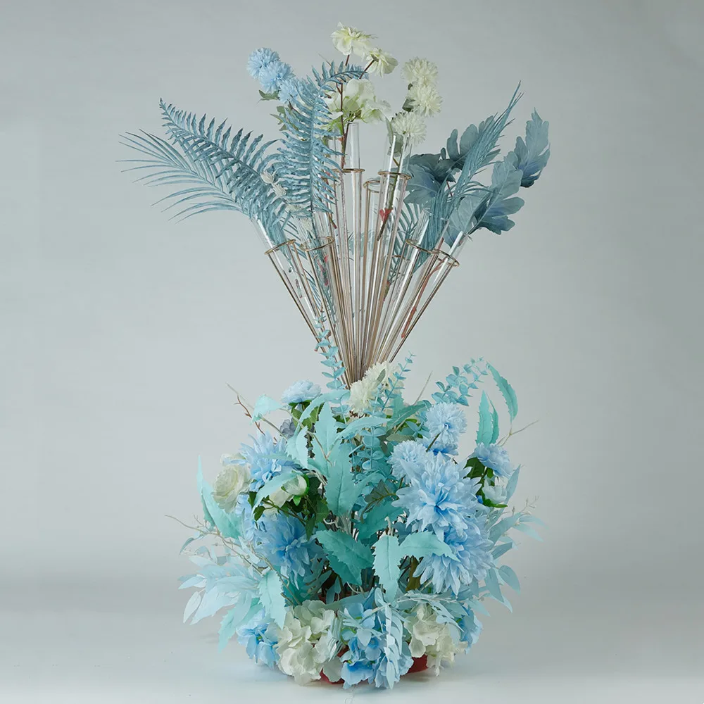 

10 PCS Vases Metal Flower Stand Glass Wedding Centerpieces Event Flowers Road Lead Home Party Decoration