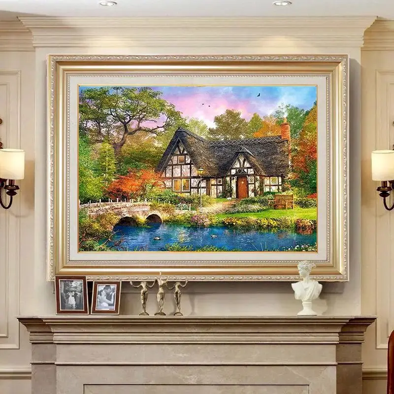 RUOPOTY Full Square Diamond Painting Street 5D DIY Diamond Embroidery Mosaic House Landscape Art Kits Home Decoration