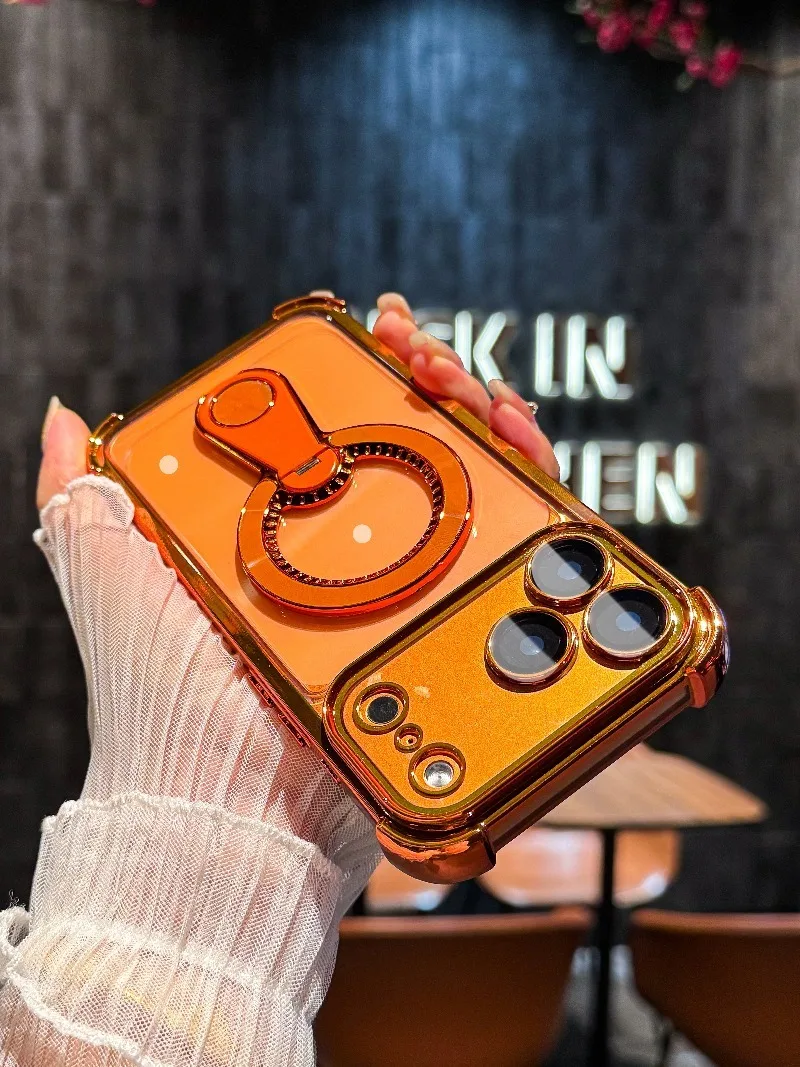 Sleek Transparent Magnetic Stand Holder Shockproof Phone Case
