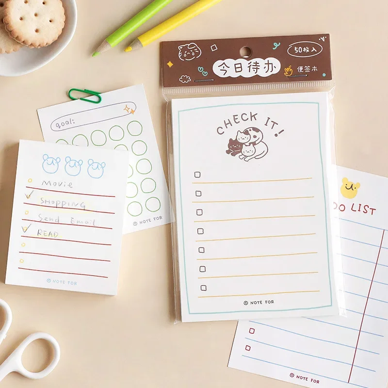 

50Sheets Creative Daily Schedule Memo pad To Do List Time Sticky note Schedule planner sticker Office School Supplies Stationery