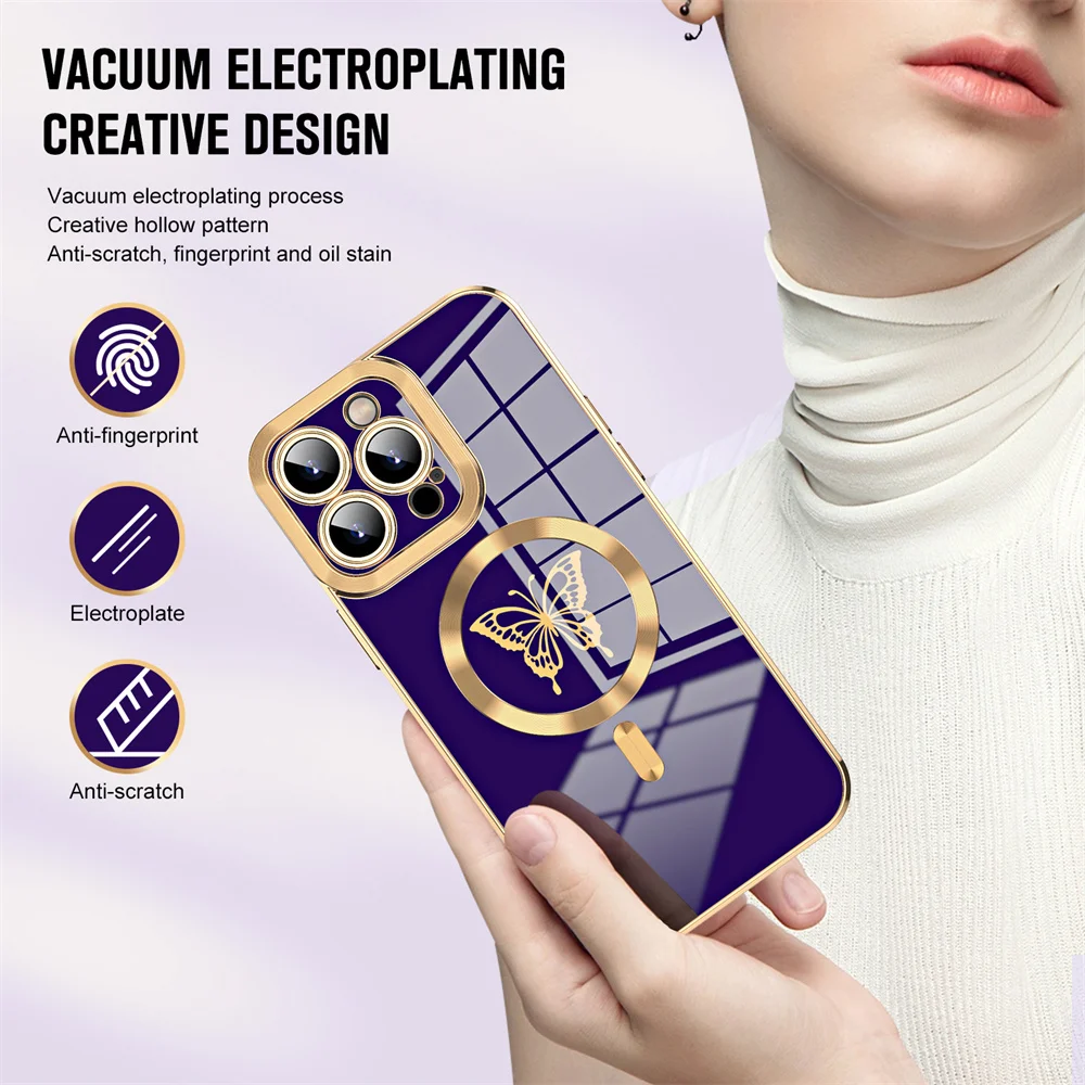 Coque papillon magsafe de luxe pour iphone avec protection_voghion.com