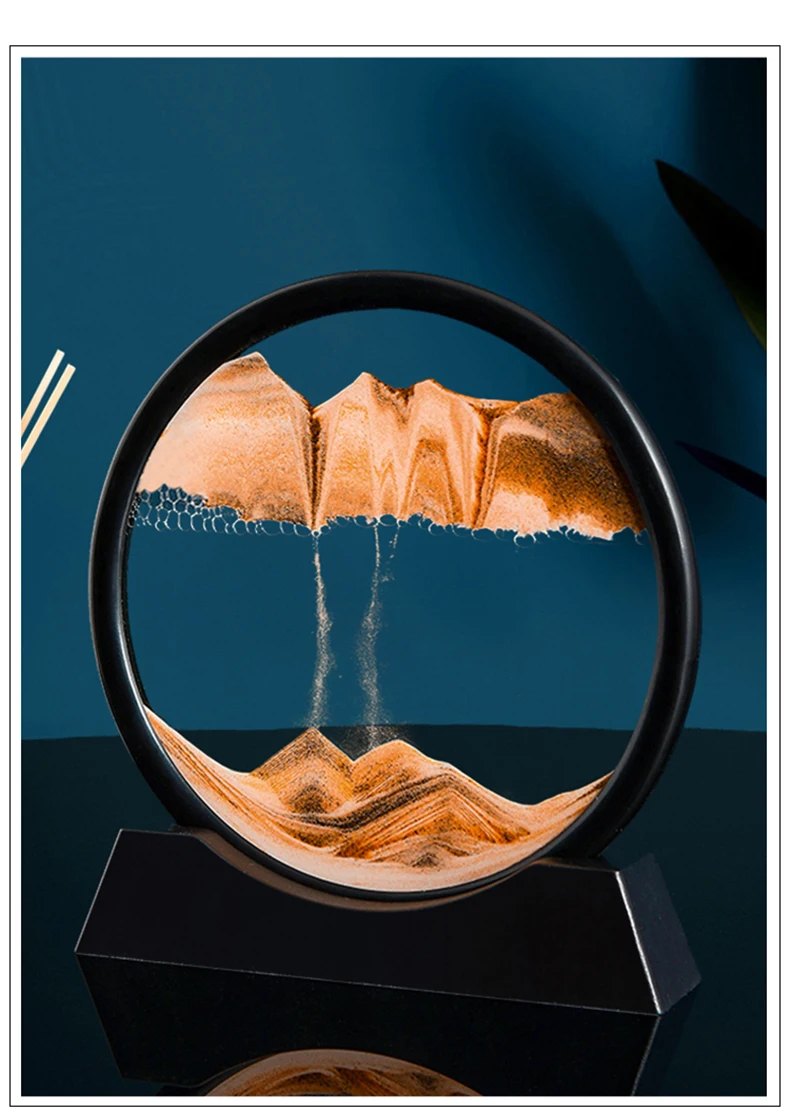 Moving Sand Art Picture Round Glass 3D Deep Sea Sandscape In Motion Display Flowing Sand Frame Sand Painting