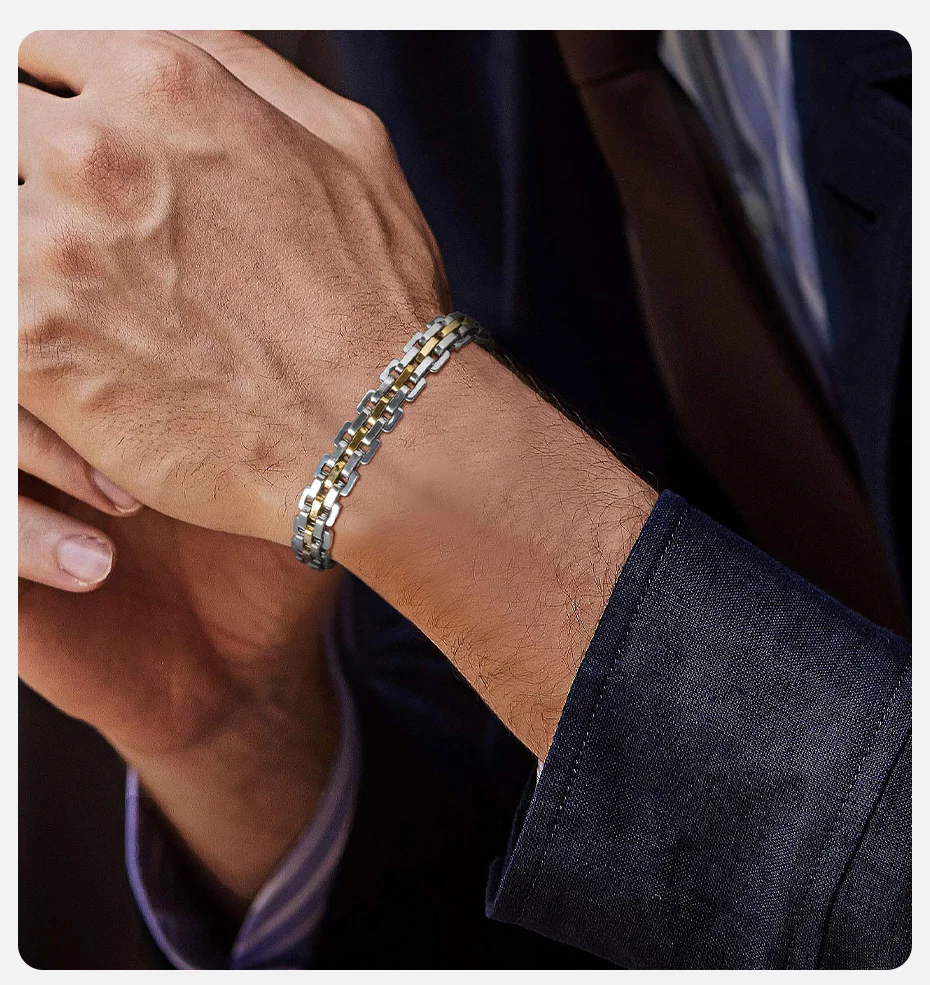 Vnox Stilvolle Riemen-Kettenarmbänder für Herren, 8,7 mm breit, 20,7 cm Länge, Edelstahl-Gliederarmband, Vatertags-Schmuckgeschenke – Detail 2