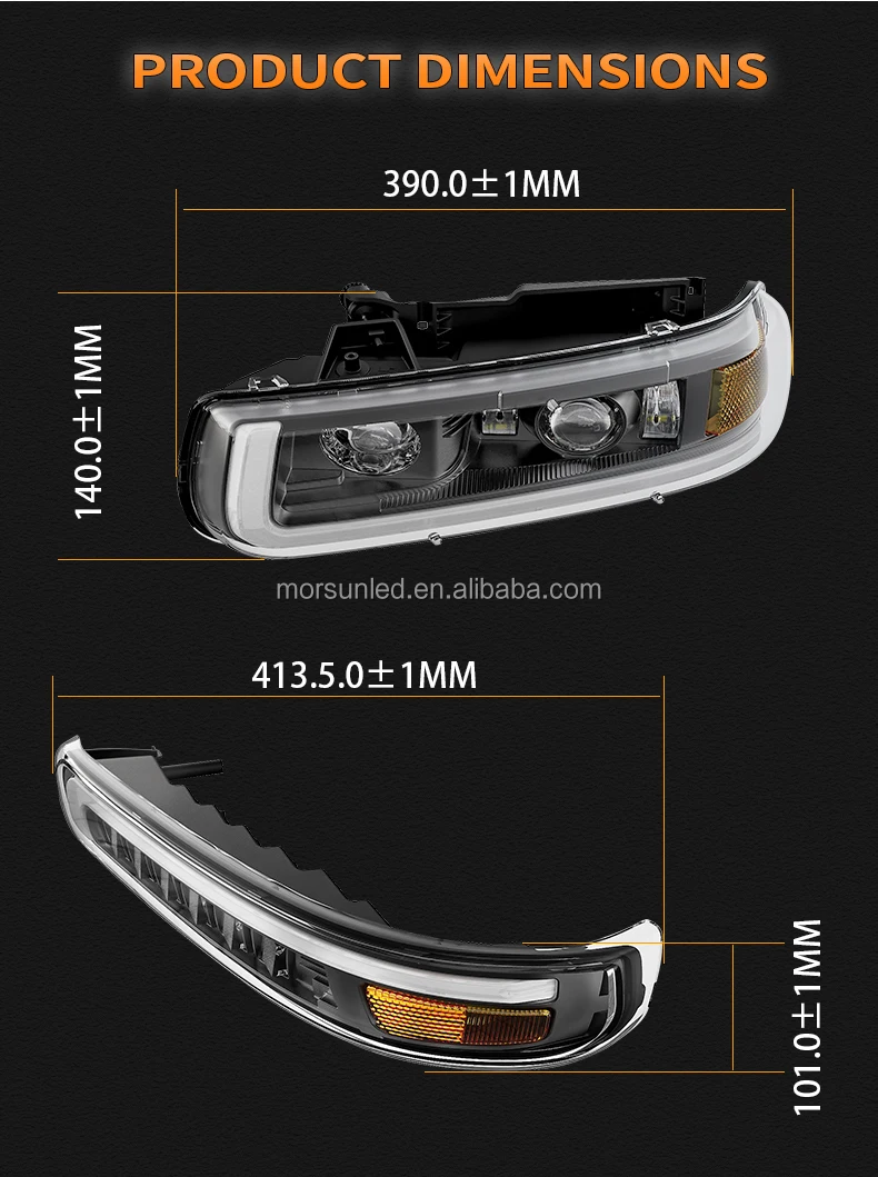 DOT integrated led headlight for 1999 2000 2001 2002 Chevy