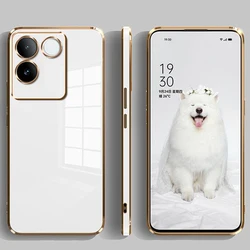 Luxury Square Plating Shockproof Back Cover for vivo T2 Pro (Gs6D White)