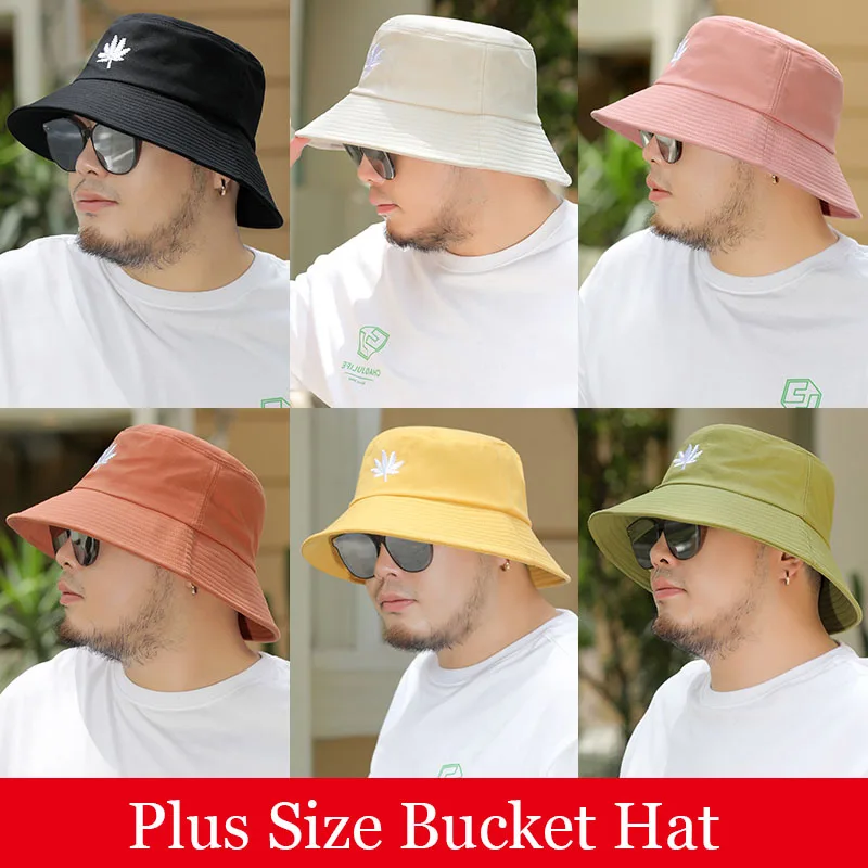 Summer Outdoors Fisherman Hat Men Large Wide Brim Bucket Hats Sun  Protection Hat Big Plus Size Bucket Hat Panama 52-56cm 57-63cm