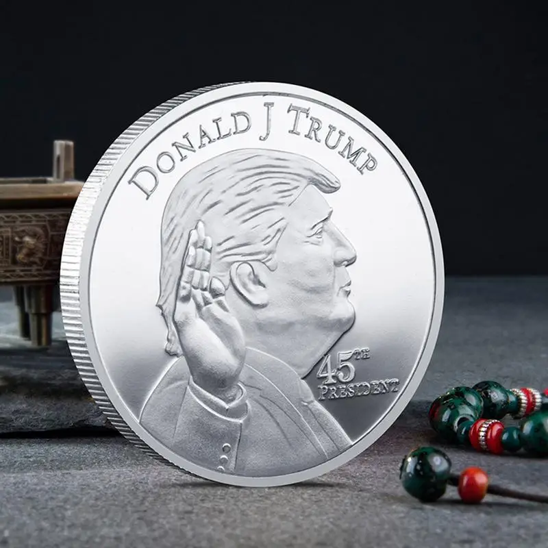 

2024 President Trump Coin Silver Commemorative Coin Challenge Coin Presidential Campaign Patriots Collection Commemorative Coin