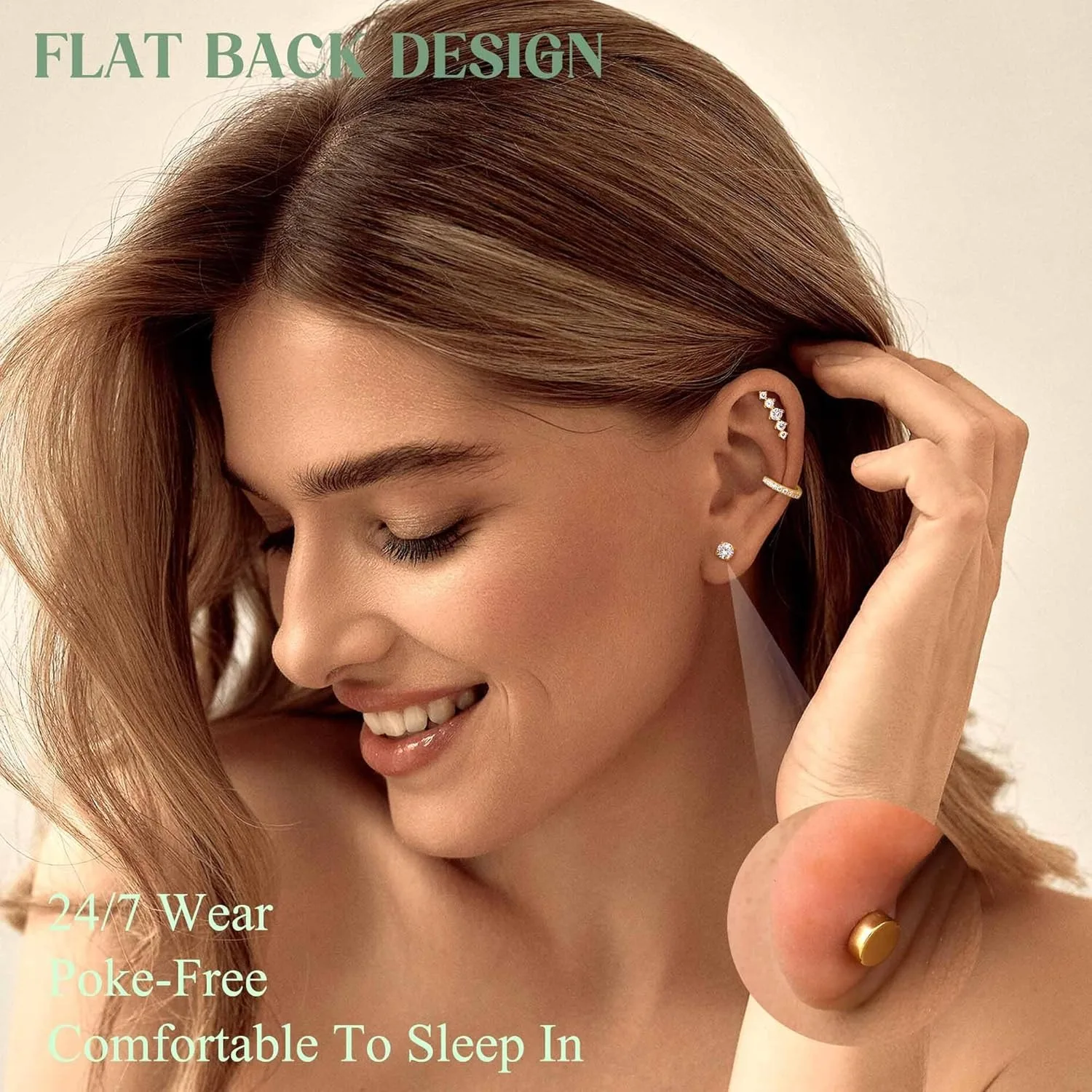 Set 8 Pezzi Orecchini Piercing Helix 16g In Acciaio Inox Dorato Per Donne - Foglie, Fiori E Opale Per Tragus, Conch E Cartilagine - 3