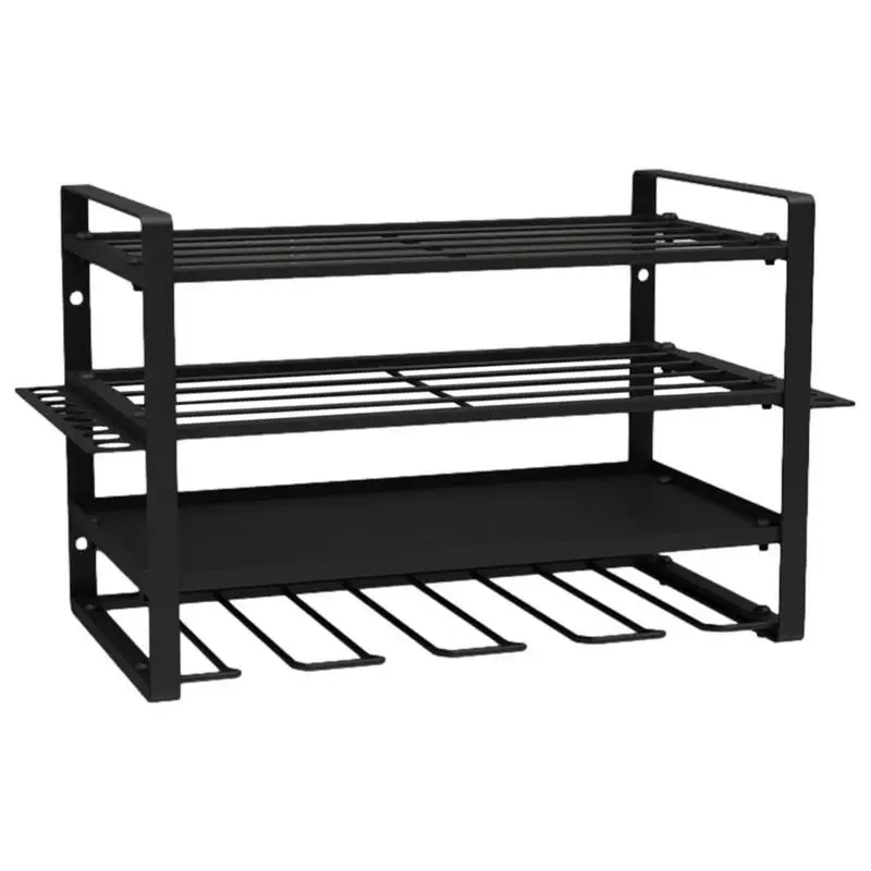 Four-level Electric Drill Organizer Wall-mounted Power Tool Rack Hand Drill Holder Garage Tool Storage Shelf Organization