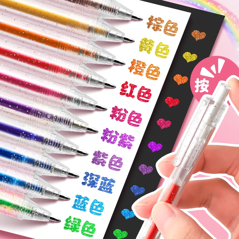 12 penne gel glitterate, punta da 0,8 mm; 150% di inchiostro in più, libri da colorare per adulti, disegno, scarabocchi, artigianato, album di ritagli, bullet journaling - Italia