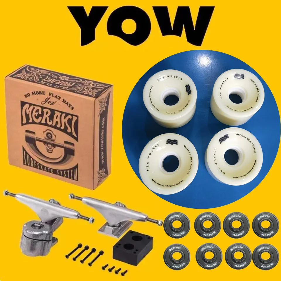 Meraki Yow Surf Skateboard Trucks Buona Qualità 5Mm Spring Silver Color Land Surf Staffe 6.25 Pollici Plus Ruote E Cuscinetti Yow
