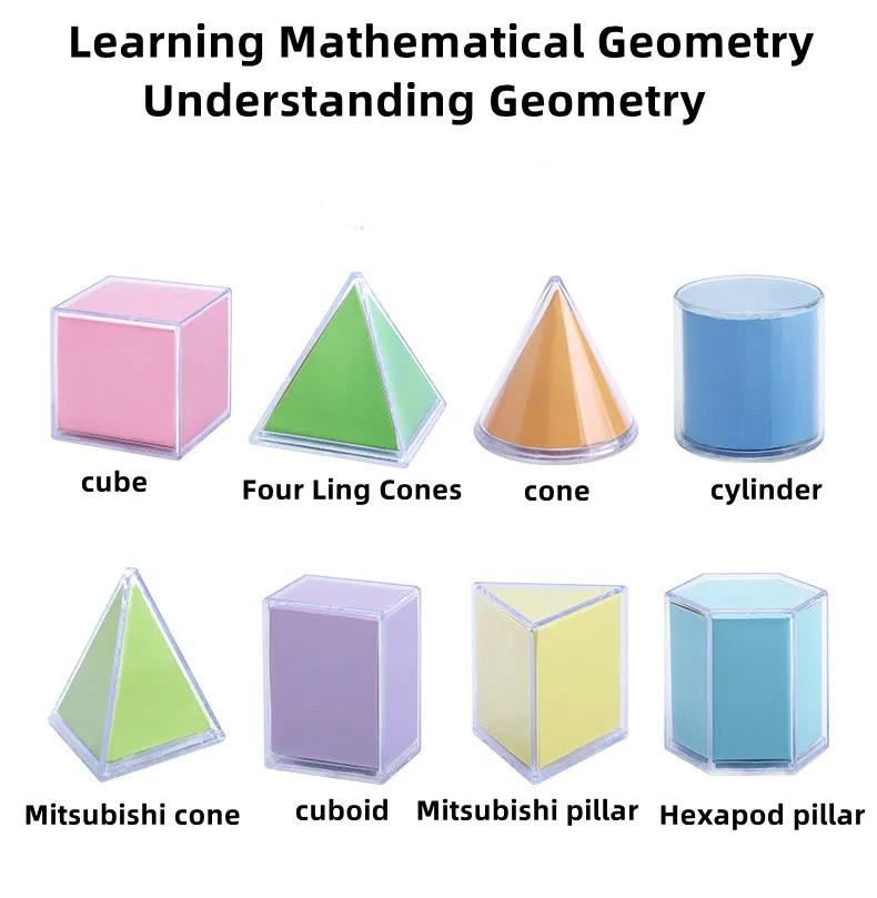 8 Pcs/Set Transparente 3D Montessori Geométrica Sólidos Modelo Destacável Ensino Visual Aids Volume Forma Toy Matemática Educação Precoce