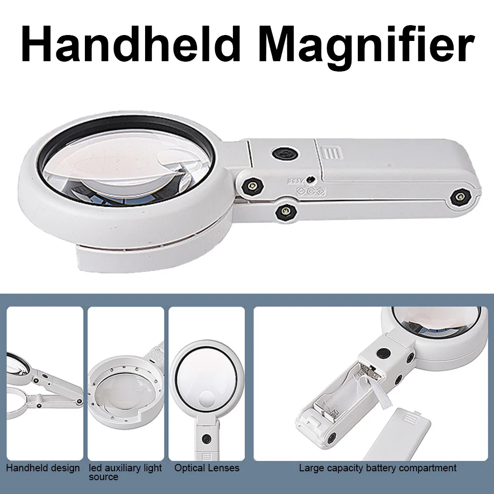 Source Large Magnifying Glass with Light, Handheld Illuminated