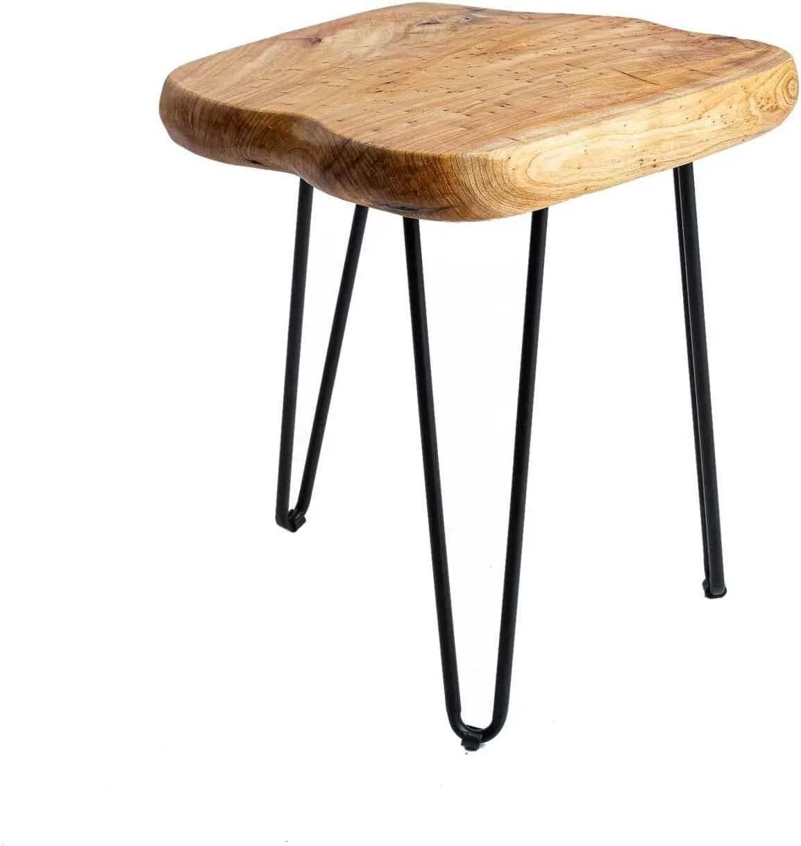 

Деревянный боковой столик с прямыми краями, тумбочка, столик для конца, стол для акцента с 3 металлическими ножками-шпильками для спальни и гостиной (16 дюймов He Min