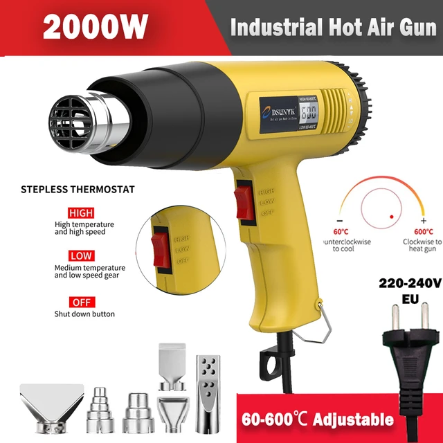 2023 NEW 2000W 220V EU Industrial Electric Hot Air Gun Thermoregulator Heat  Guns Shrink Wrapping Thermal heat gun - AliExpress