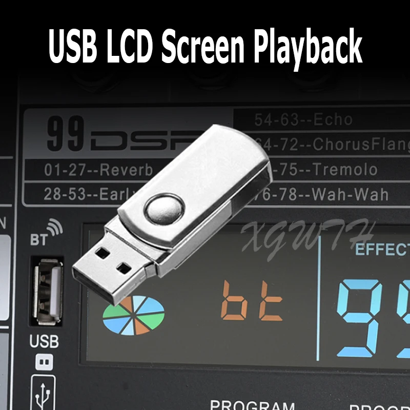 16 채널 디지털 믹서 사운드 오디오 믹싱 콘솔, 99 DSP 디지털 반향 효과, 블루투스 USB MP3 DJ 콘솔