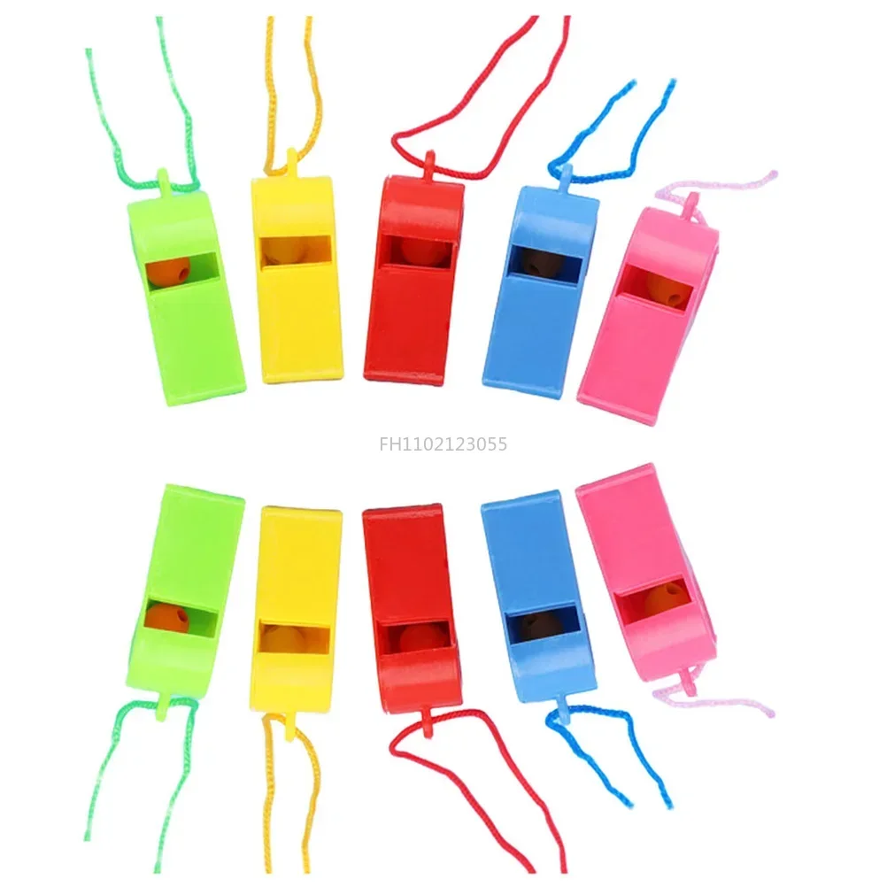 Mini Plastic Whistle with Rope 1pcs for Children Toys Kids Football Soccer Rugby Cheerleading Birthday Party Supplies