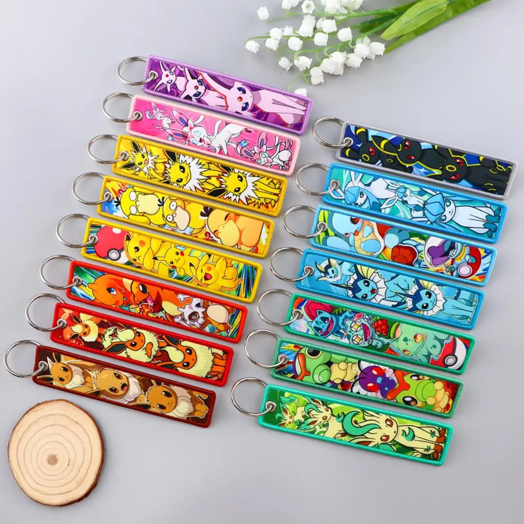 Kawaii Cartoon Embroidered Keychain - Cute Key Tag