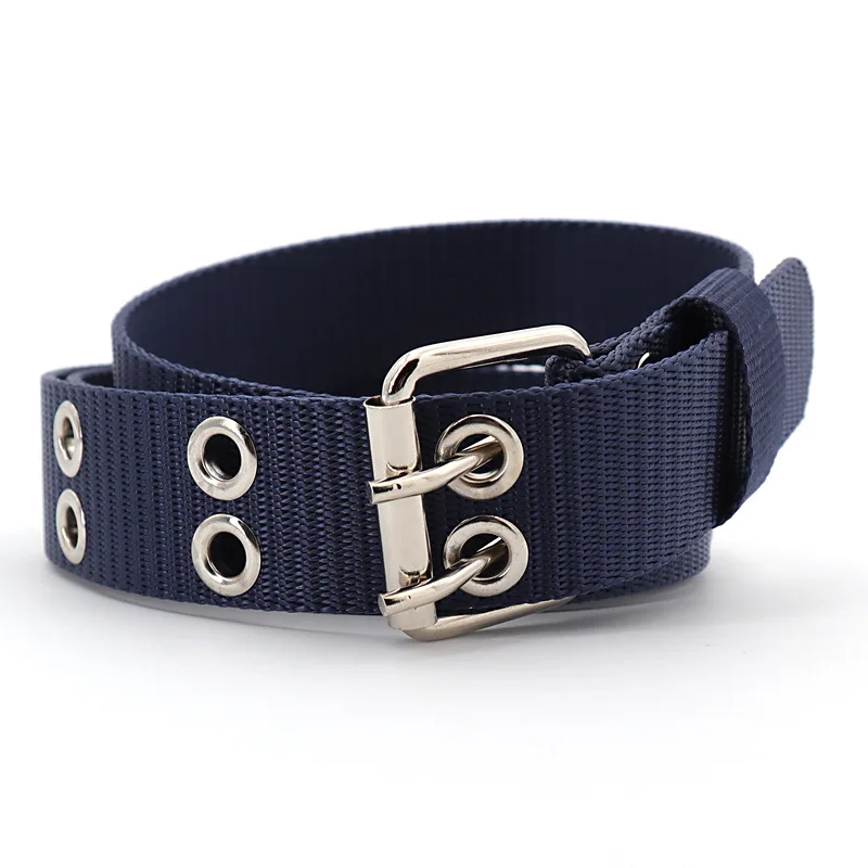 2024 New 3.2cm Double Needle Buckle Narrow Nylon Belt Luxurious Men And Women's Latest Design Double Lock Eye Buckle Waist Cover