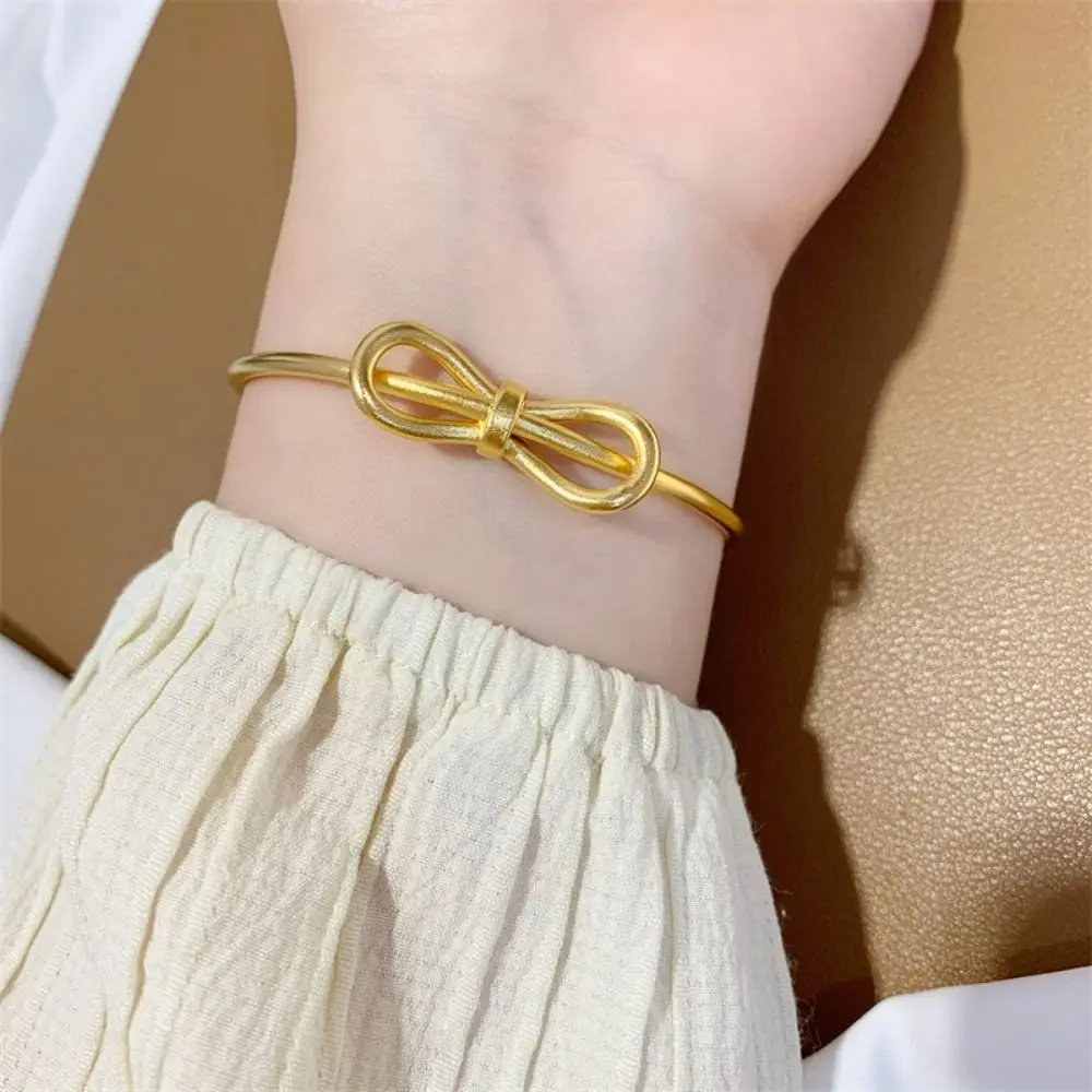 Fashion Sweet Bowknot Bracelets Luxury Adjustable Bow Cuff Bangle Waterproof Gold Plated Bow Design Bracelet Jewelry Wedding