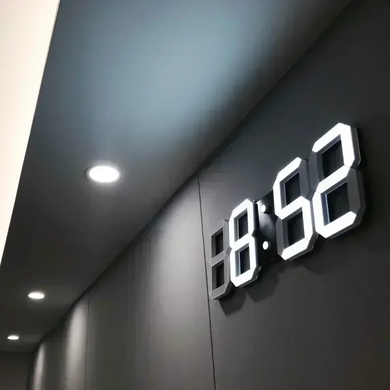 3D Wall Clock Wall Clock LED Digital Clock 3D Number Wall Clock 3D LEDs Digital Clock For Bedroom Wall Decoration Glowing Night Mode Adjustable Electronic Watch Home Decor Garden
