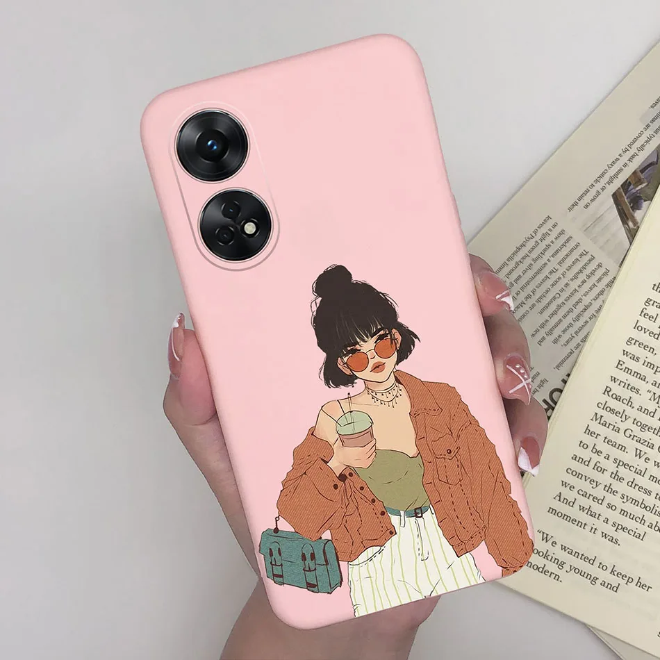 Fashionable Heart & Flower Cat Design Silicone Shockproof Phone Case - Frosted Back Cover