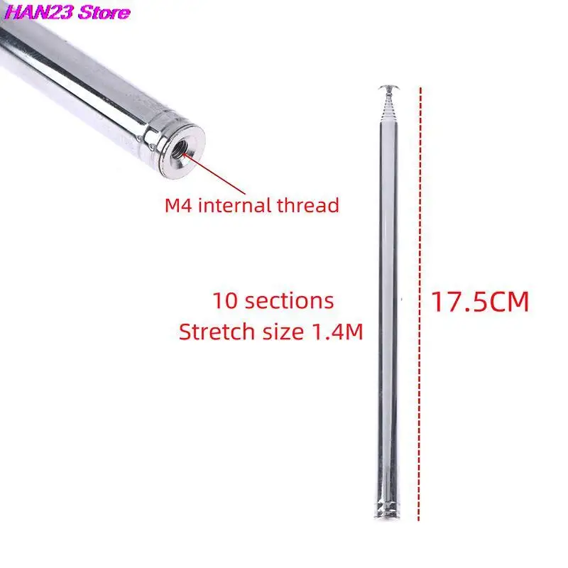 

1Pc 1.4M 10 Section Replacement Telescopic Aerial Antenna TV Radio DAB AM/FM Universal Telescopic Aerial Antenna 190MM