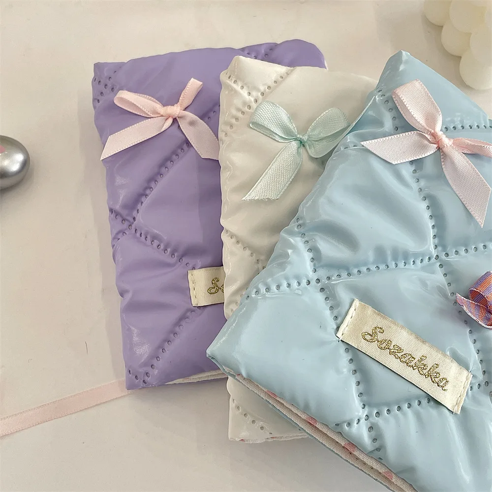 Korean Style Bow Passport Holder - Cute Ins Travel Document Organizer with Card Slots, Ticket Pocket (11.5x14cm)