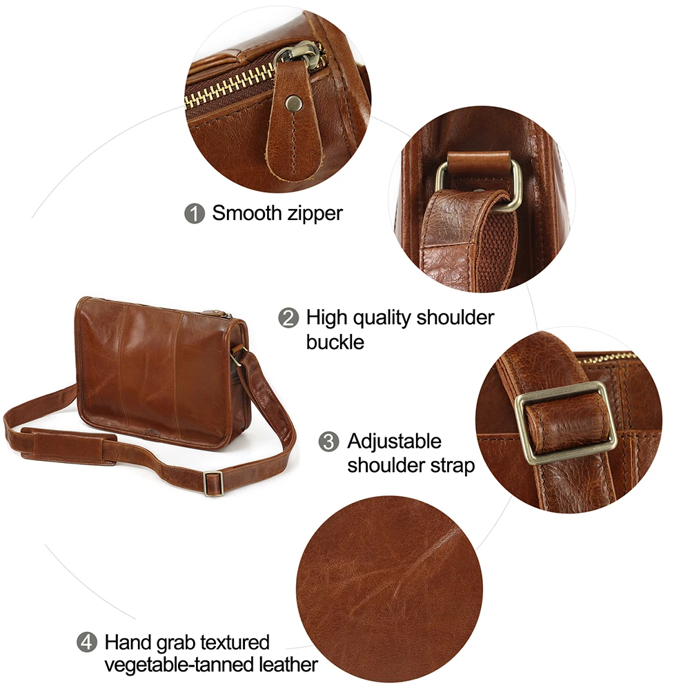 JOYIR Genuine Leather Small Messenger Bag for Men Vintage Shoulder Crossbody Bags for Work Business Travel