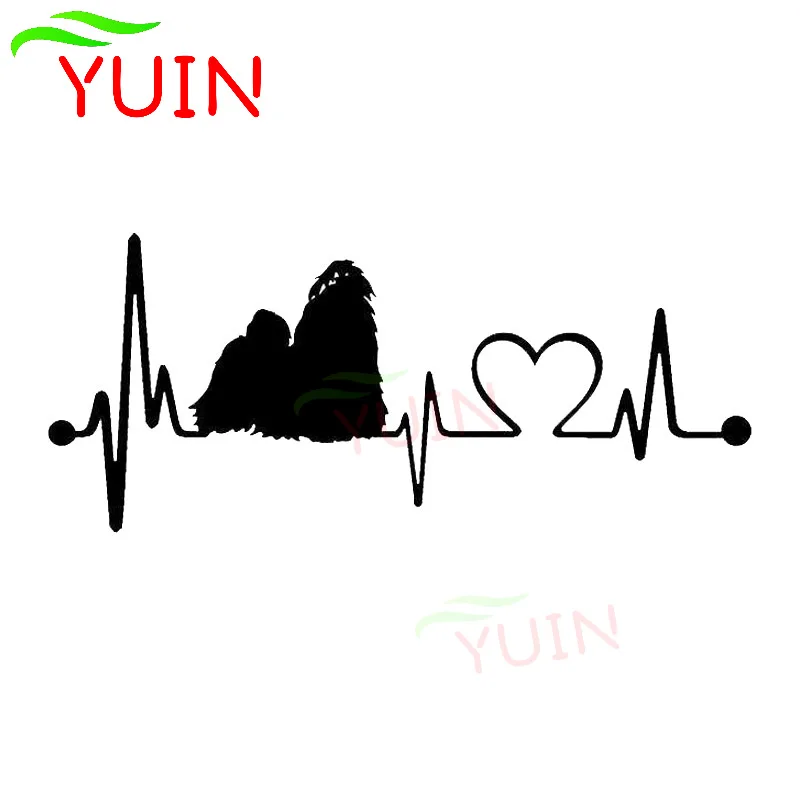 Shih Tzu Heartbeat Lifeline Dog Car Sticker Cute Animal Cars Modeling Decal Pvc Body Window Bumper Decoration Decalcomanie Impermeabili