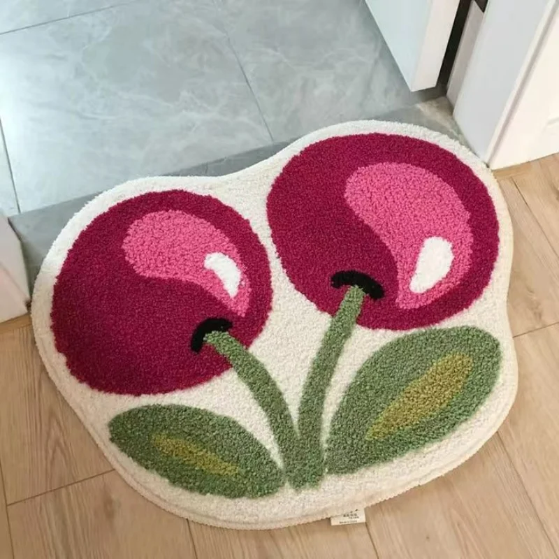 

Fruit Mat High Quality Carpet Children's Bedside Rug Lovely Cherry Printed Carpets Woven Home Rugs Super Water Absorption Mats