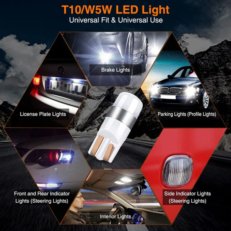 4X Error T10 Canbus 3030 Smd Led Car Parking Light 6000K car light bulb