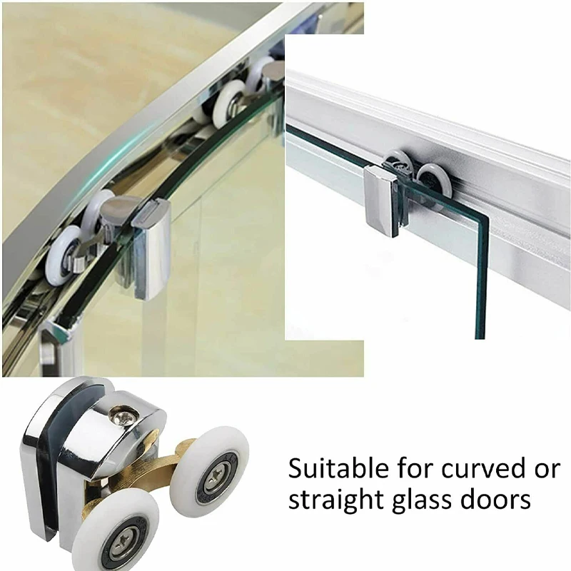 Shower Screen Door Rollers Zinc Alloy Runners Wheels Twin Top Replacement Shower Wheel Runner Pulleys 4 Pcs for 12-14mm glass shower door rollers sliding door roller shower room pulley shower room rollers sliding door pulley