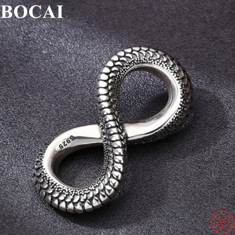 

BOCAI S925 Sterling Silver Pendants for Women Men Unlimited Possibility to Swallow Genius Wealth Snake-scale Punk Jewelry