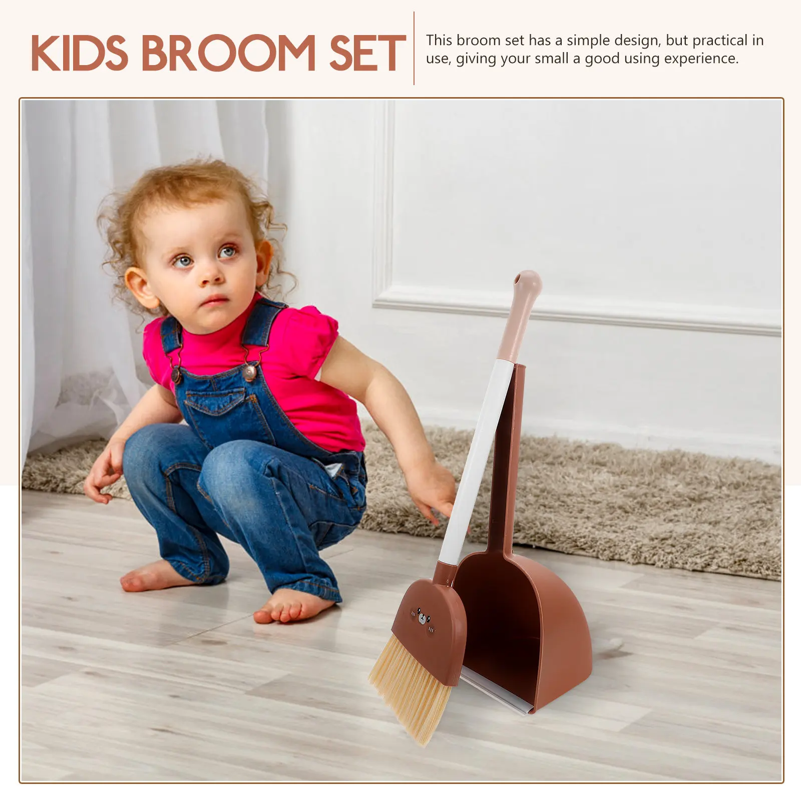 1세트 어린이용 빗자루와 쓰레받기 세트, 소형 청소 세트, 플라스틱 소형 빗자루 쓰레받기 키트, 컴팩트하고 휴대하기 쉬운 손잡이, 밝은 색상, 가정용