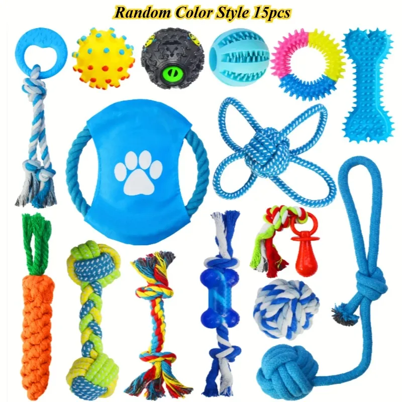 Durable Dog Toy Set: Unbreakable Chew Sticks, Tug Ropes & Rubber Balls
