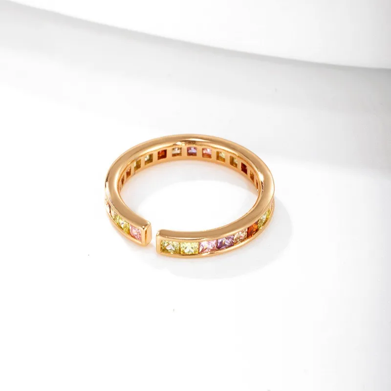 

Adjustable 18K Gold Plating Colored Zircon Round Ring Fashion Ring Charm Jewelry For Women Girl Beautiful Ring 2023