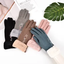 

Winter Women Outdoor Cycling Thicken Windproof Warm Gloves for Women Cute Waterproof Touch Screen Driving Mittens Bunny Gloves